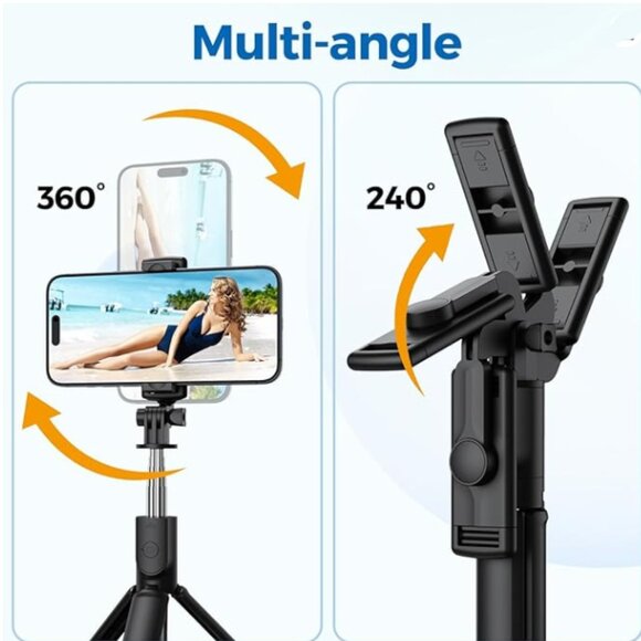 Selfie Stick Tripod, Retractable Selfie Stick Tripod w/ Wireless Remote Control - Picture 3 of 13